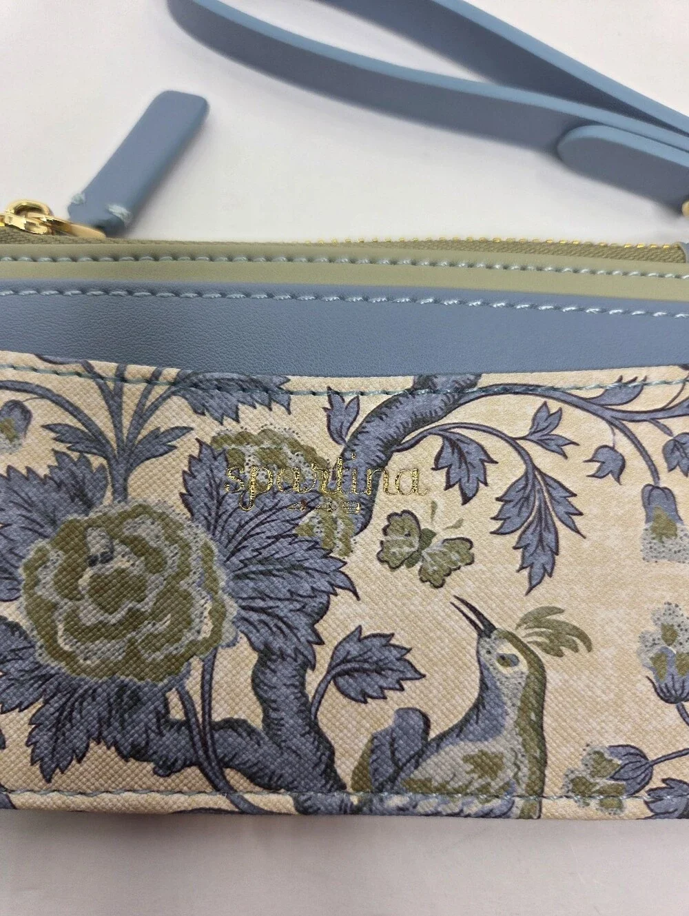 Spartina 449 Slim Card Coin Purse Japonica Bird Green Wristlet NWT